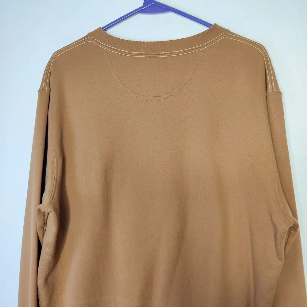 Stio Apres Ski Lodge Crewneck Organic Cotton Fleece Sweatshirt Tan Medium Unisex